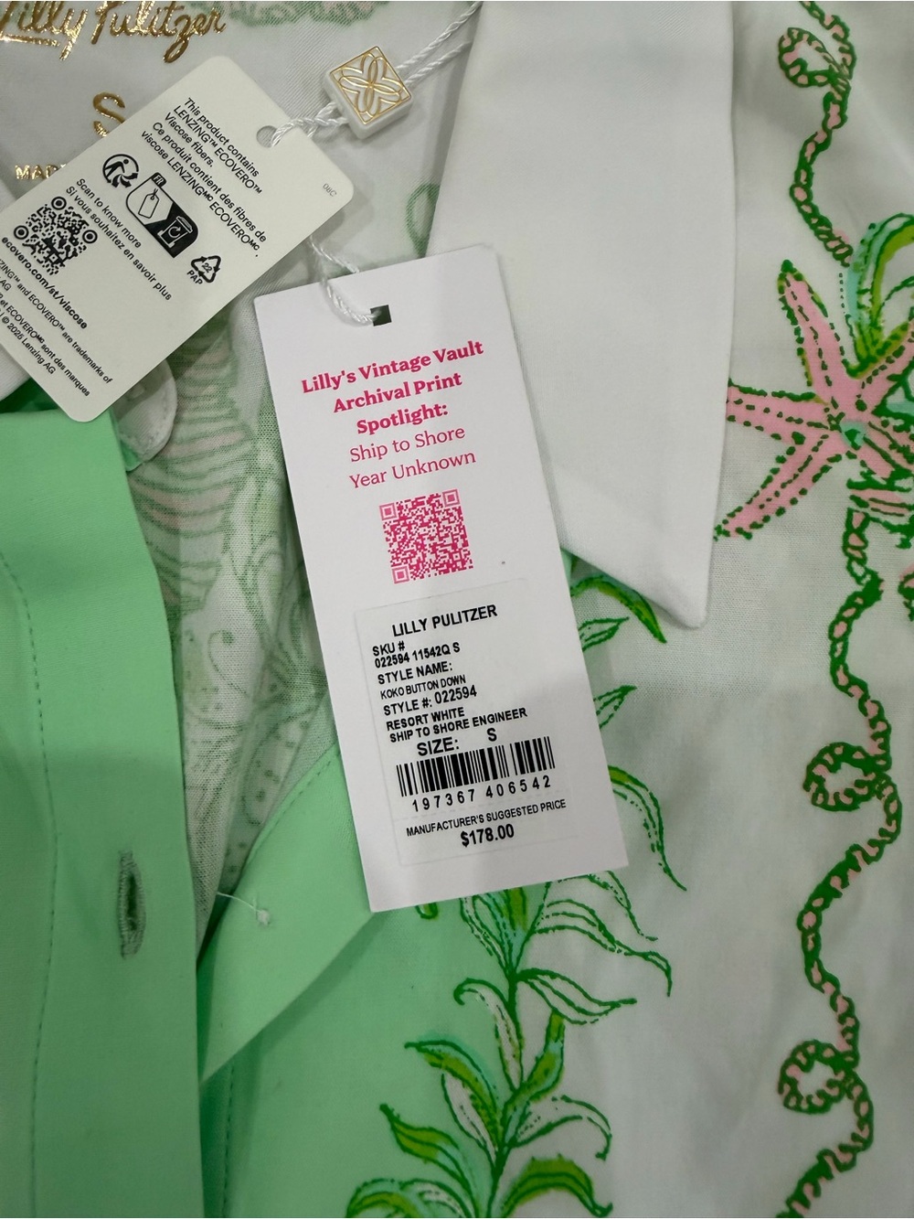 Lilly Pulitzer White Two-Piece Set with Green Print - Picture 5 of 5